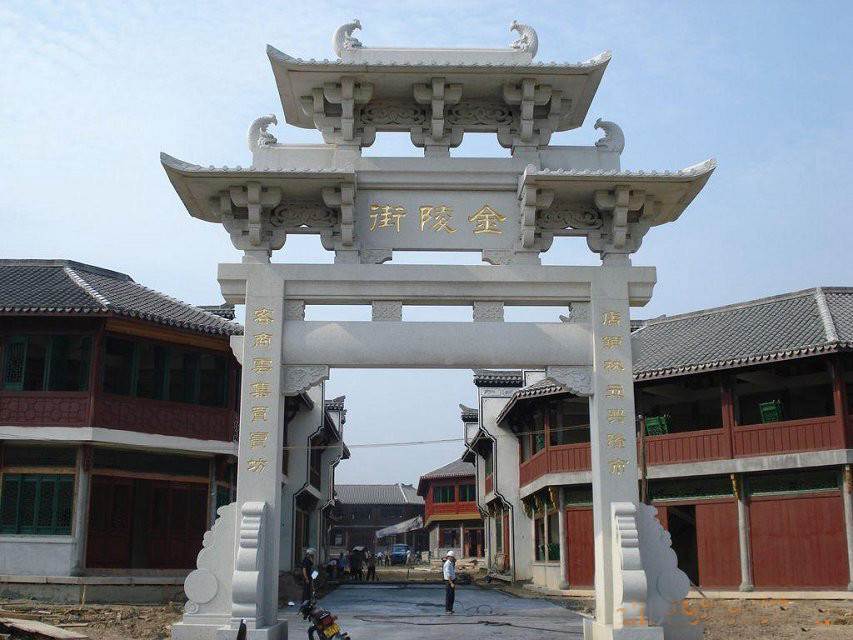 單門石材牌坊雕刻