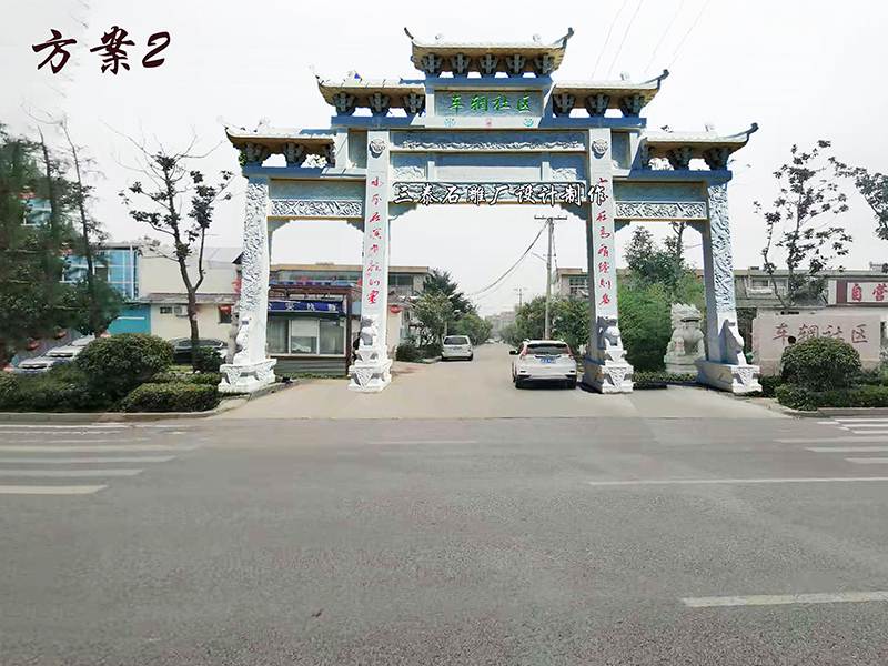 三門五樓石牌坊安裝效果